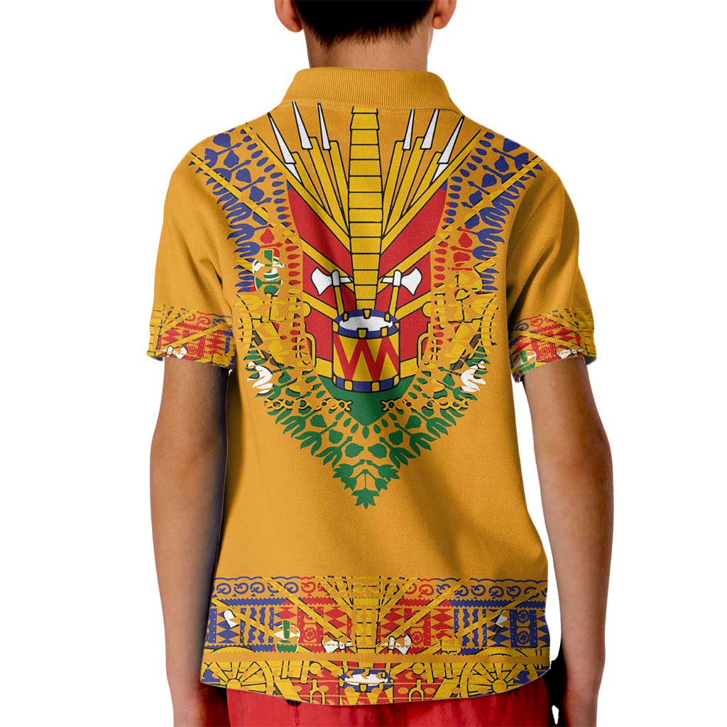 Haiti Flag Traditional Dashiki Kid Polo Shirt Yellow Color - Polynesian Pride