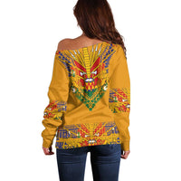 Haiti Flag Traditional Dashiki Off Shoulder Sweater Yellow Color - Polynesian Pride