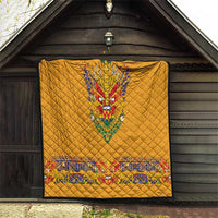 Haiti Flag Traditional Dashiki Quilt Yellow Color - Polynesian Pride