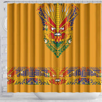 Haiti Flag Traditional Dashiki Shower Curtain Yellow Color - Polynesian Pride