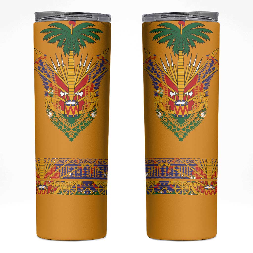 Haiti Flag Traditional Dashiki Skinny Tumbler Yellow Color - Polynesian Pride