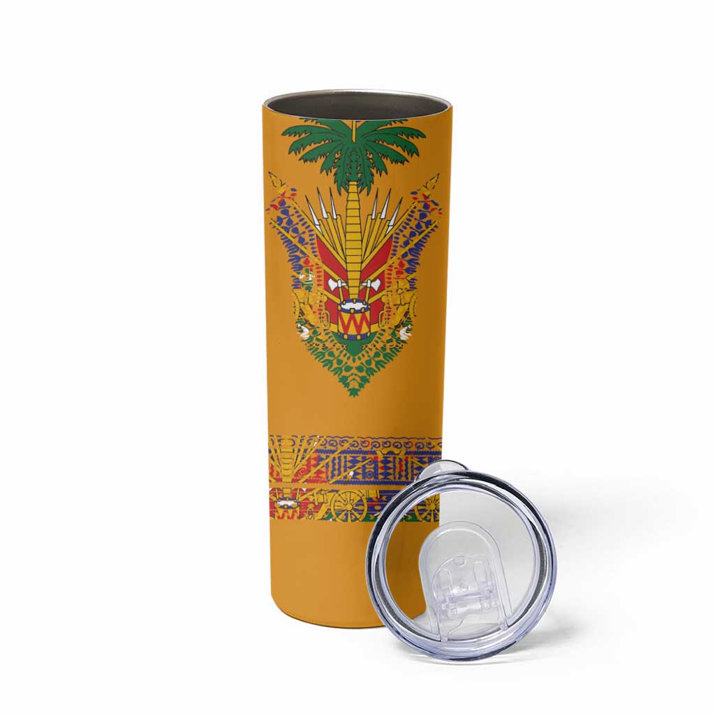 Haiti Flag Traditional Dashiki Skinny Tumbler Yellow Color - Polynesian Pride
