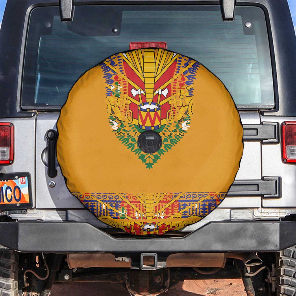 Haiti Flag Traditional Dashiki Spare Tire Cover Yellow Color - Polynesian Pride