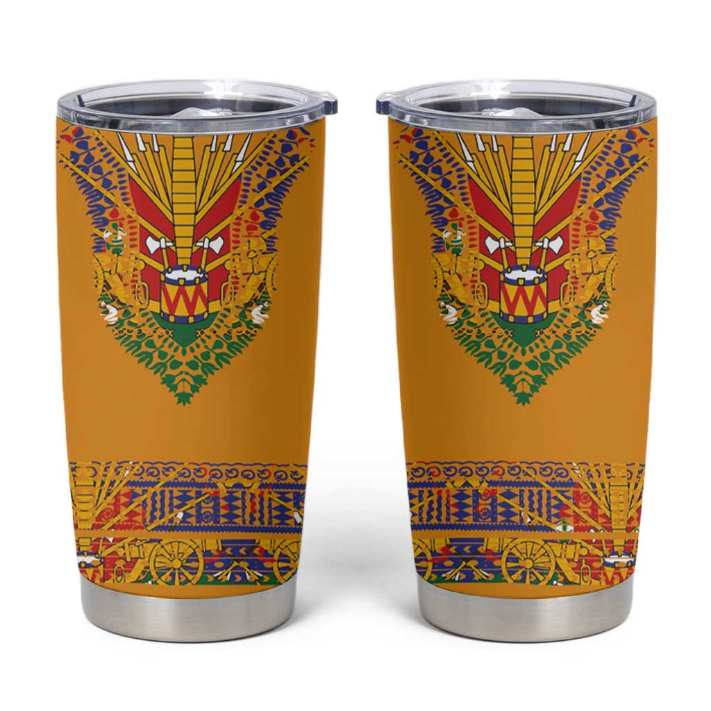 Haiti Flag Traditional Dashiki Tumbler Cup Yellow Color - Polynesian Pride