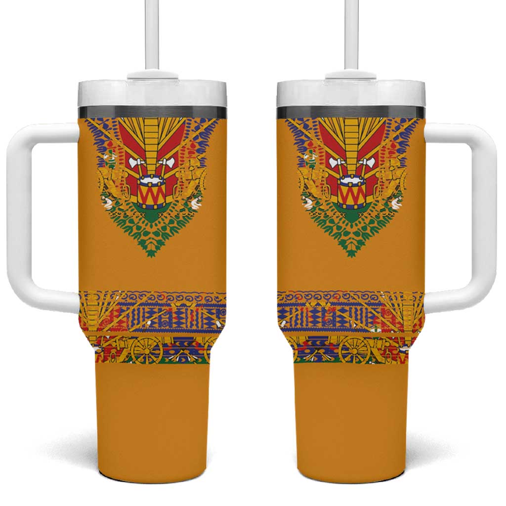 Haiti Flag Traditional Dashiki Tumbler With Handle Yellow Color - Polynesian Pride