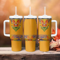 Haiti Flag Traditional Dashiki Tumbler With Handle Yellow Color - Polynesian Pride