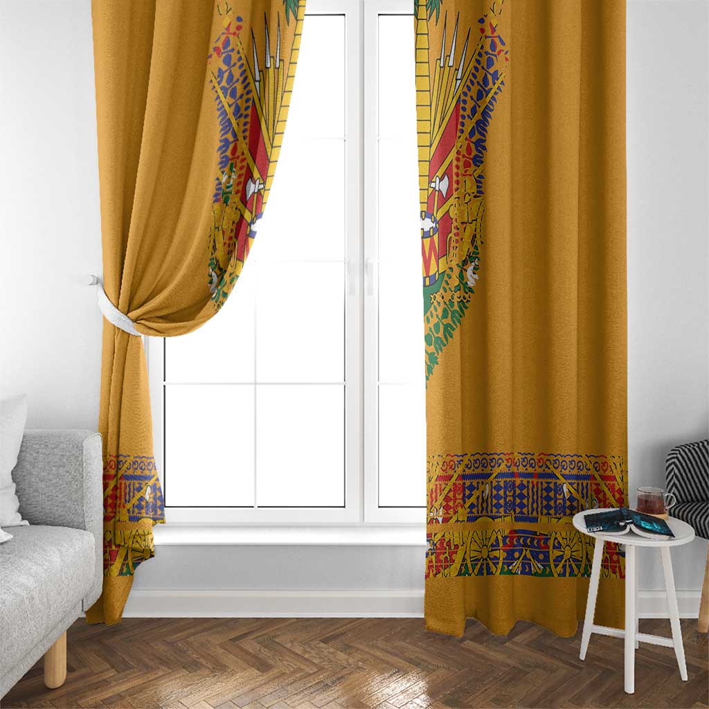 Haiti Flag Traditional Dashiki Window Curtain Yellow Color - Polynesian Pride