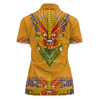 Haiti Flag Traditional Dashiki Women Polo Shirt Yellow Color - Polynesian Pride