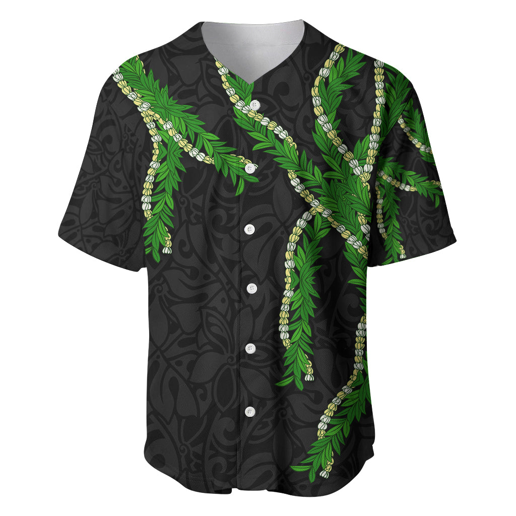 Hawaii Maile Lei Baseball Jersey Aloha Black Color