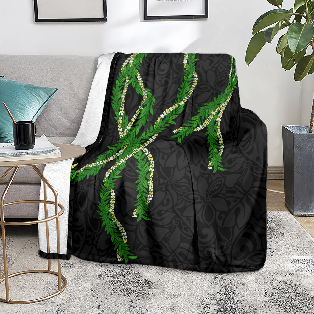 Hawaii Maile Lei Blanket Aloha Black Color LT03 - Polynesian Pride