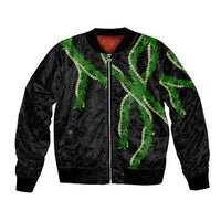 Hawaii Maile Lei Bomber Jacket Aloha Black Color LT03 Unisex Black - Polynesian Pride