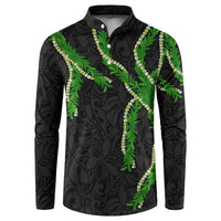 Hawaii Maile Lei Button Sweatshirt Aloha Black Color LT03 Black - Polynesian Pride
