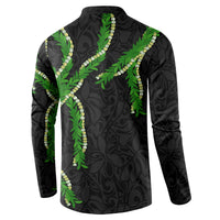 Hawaii Maile Lei Button Sweatshirt Aloha Black Color LT03 - Polynesian Pride