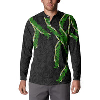 Hawaii Maile Lei Button Sweatshirt Aloha Black Color LT03 - Polynesian Pride