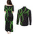 Hawaii Maile Lei Couples Matching Puletasi and Long Sleeve Button Shirt Aloha Black Color