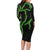 Hawaii Maile Lei Family Matching Long Sleeve Bodycon Dress and Hawaiian Shirt Aloha Black Color