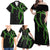 Hawaii Maile Lei Family Matching Off Shoulder Maxi Dress and Hawaiian Shirt Aloha Black Color