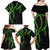 Hawaii Maile Lei Family Matching Off Shoulder Maxi Dress and Hawaiian Shirt Aloha Black Color