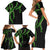 Hawaii Maile Lei Family Matching Short Sleeve Bodycon Dress and Hawaiian Shirt Aloha Black Color