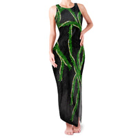Hawaii Maile Lei Family Matching Tank Maxi Dress and Hawaiian Shirt Aloha Black Color