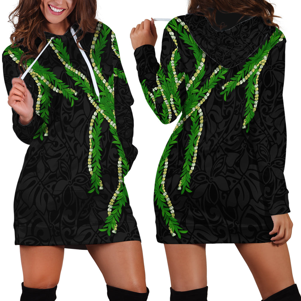 Hawaii Maile Lei Hoodie Dress Aloha Black Color LT03 - Polynesian Pride