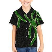 Hawaii Maile Lei Kid Hawaiian Shirt Aloha Black Color