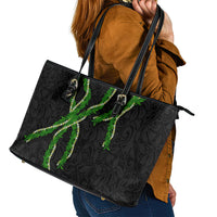 Hawaii Maile Lei Leather Tote Bag Aloha Black Color LT03 - Polynesian Pride