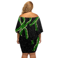 Hawaii Maile Lei Off Shoulder Short Dress Aloha Black Color LT03 - Polynesian Pride