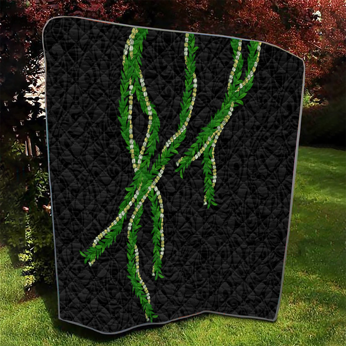 Hawaii Maile Lei Quilt Aloha Black Color