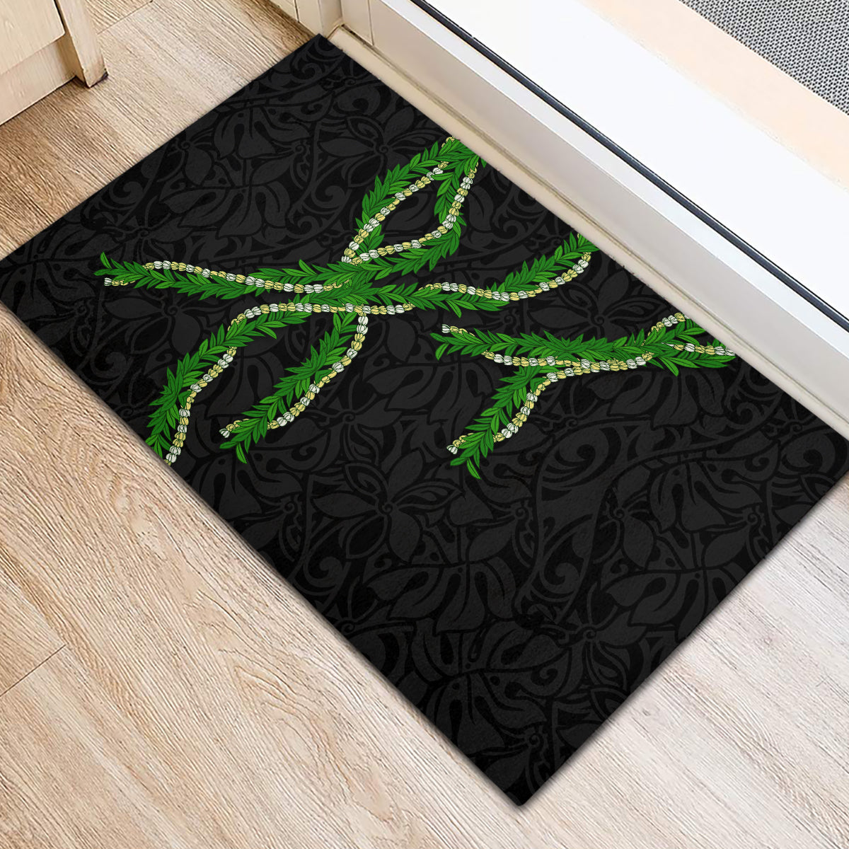 Hawaii Maile Lei Rubber Doormat Aloha Black Color LT03 - Polynesian Pride