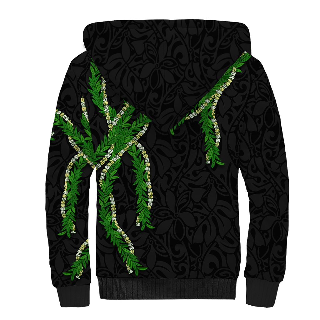 Hawaii Maile Lei Sherpa Hoodie Aloha Black Color LT03 - Polynesian Pride