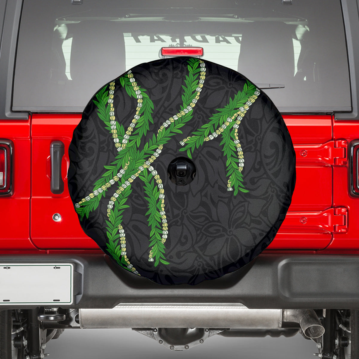 Hawaii Maile Lei Spare Tire Cover Aloha Black Color LT03 - Polynesian Pride