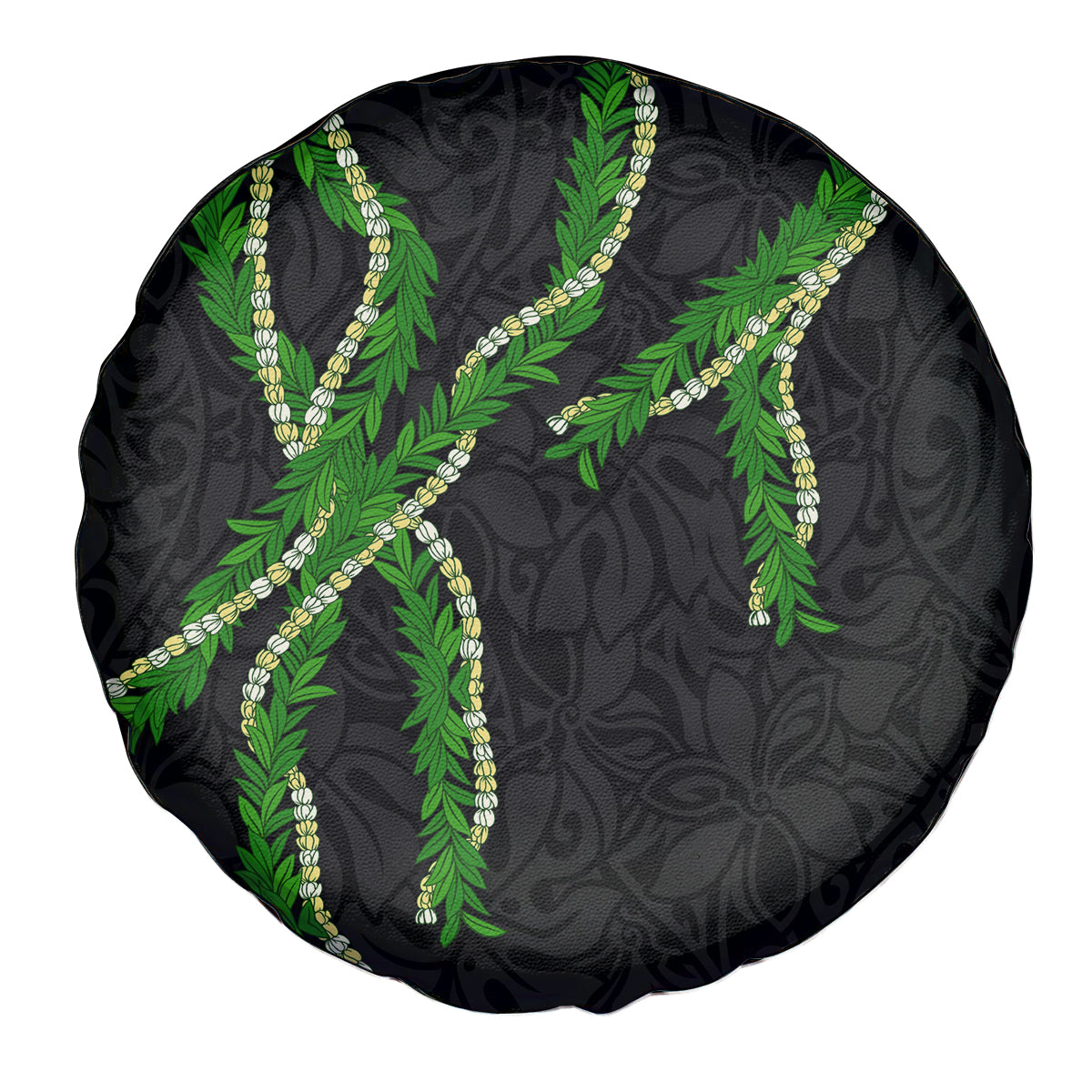 Hawaii Maile Lei Spare Tire Cover Aloha Black Color LT03 - Polynesian Pride