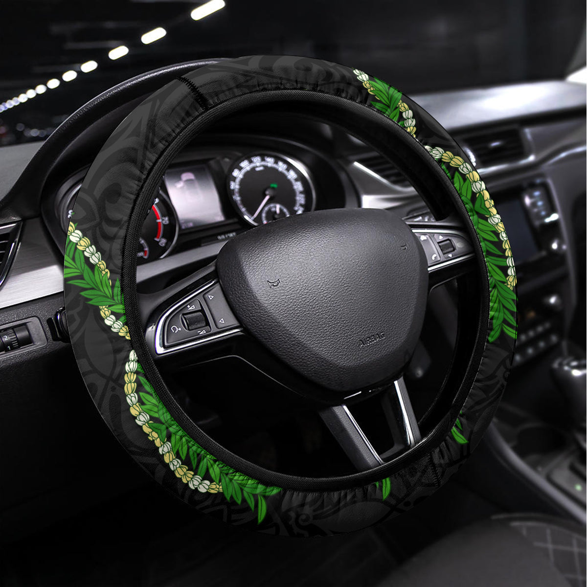 Hawaii Maile Lei Steering Wheel Cover Aloha Black Color