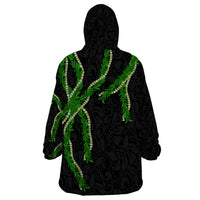 Hawaii Maile Lei Wearable Blanket Hoodie Aloha Black Color LT03 - Polynesian Pride