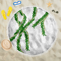 Hawaii Maile Lei Beach Blanket Aloha White Color LT03 One Size 150cm White - Polynesian Pride