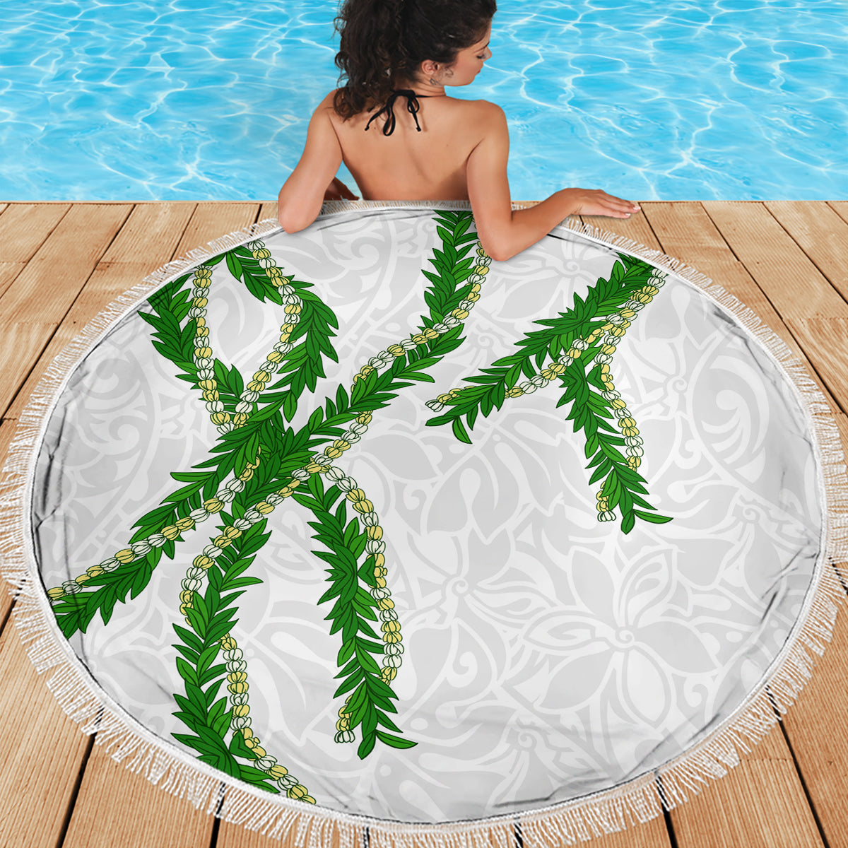 Hawaii Maile Lei Beach Blanket Aloha White Color LT03 - Polynesian Pride