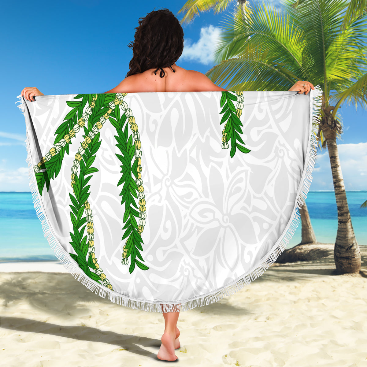 Hawaii Maile Lei Beach Blanket Aloha White Color LT03 - Polynesian Pride