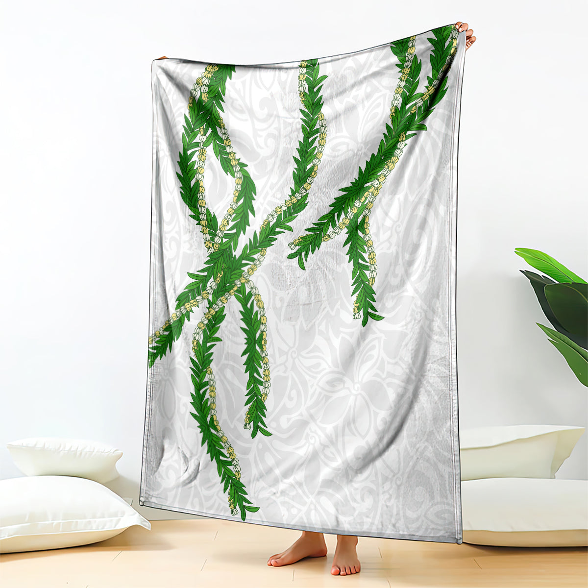 Hawaii Maile Lei Blanket Aloha White Color LT03 - Polynesian Pride