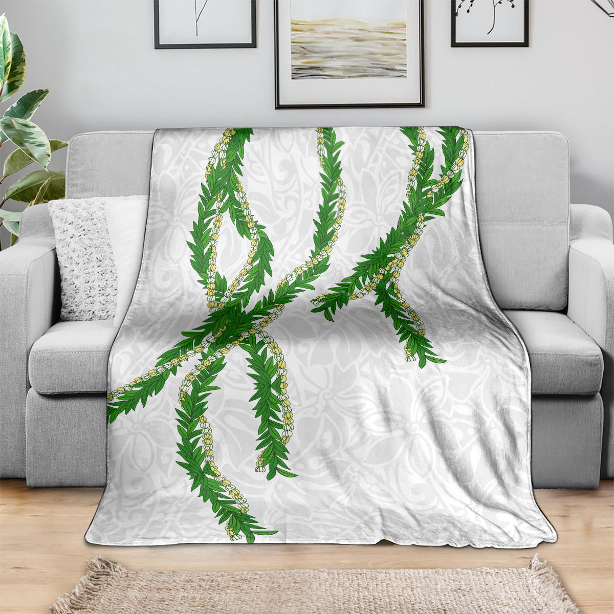 Hawaii Maile Lei Blanket Aloha White Color LT03 - Polynesian Pride
