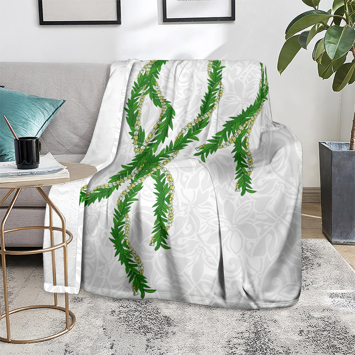 Hawaii Maile Lei Blanket Aloha White Color LT03 - Polynesian Pride
