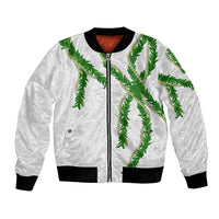 Hawaii Maile Lei Bomber Jacket Aloha White Color LT03 Unisex White - Polynesian Pride