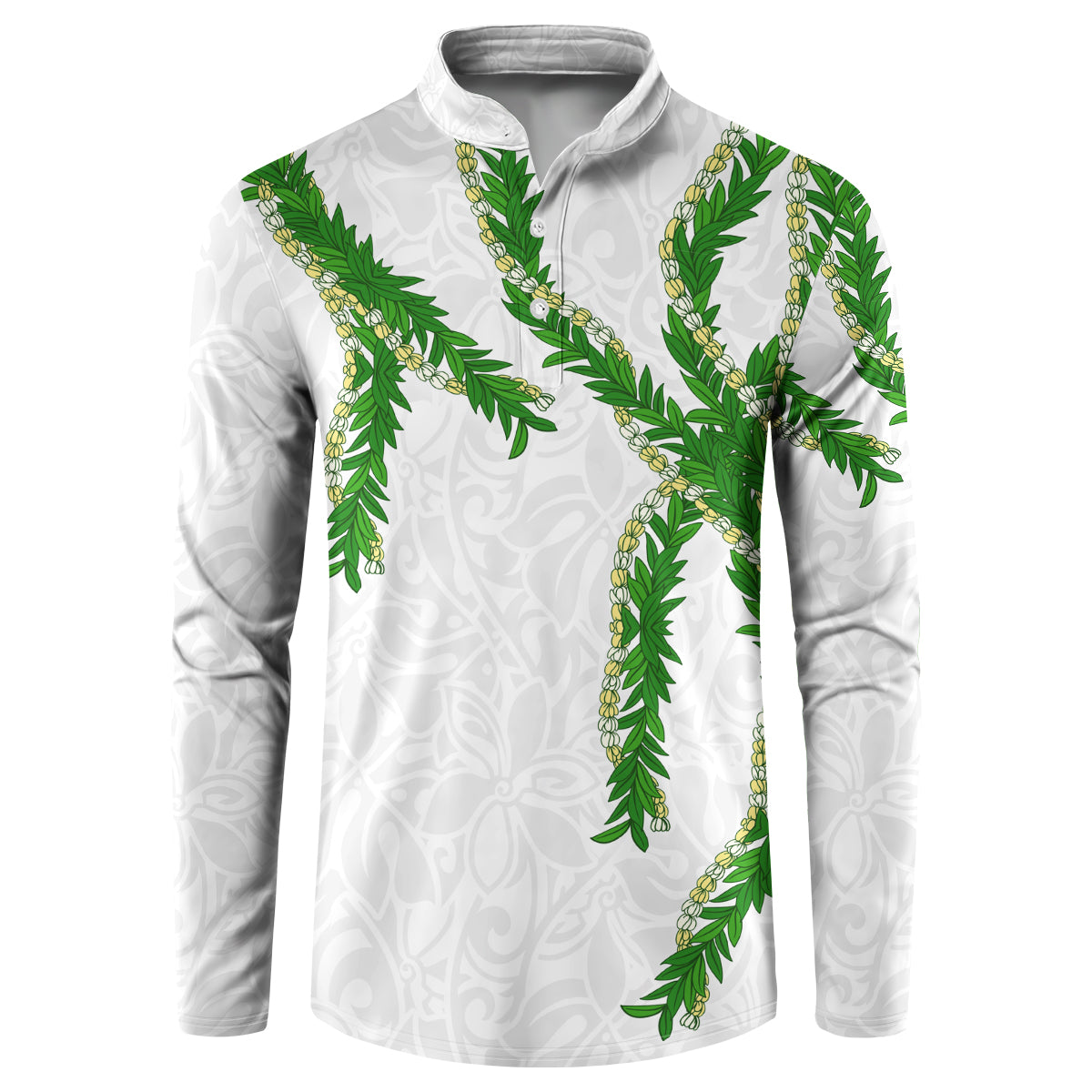 Hawaii Maile Lei Button Sweatshirt Aloha White Color LT03 White - Polynesian Pride