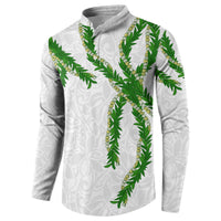 Hawaii Maile Lei Button Sweatshirt Aloha White Color LT03 - Polynesian Pride