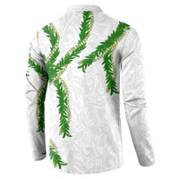 Hawaii Maile Lei Button Sweatshirt Aloha White Color LT03 - Polynesian Pride