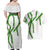 Hawaii Maile Lei Couples Matching Off Shoulder Maxi Dress and Hawaiian Shirt Aloha White Color