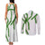 Hawaii Maile Lei Couples Matching Tank Maxi Dress and Long Sleeve Button Shirt Aloha White Color