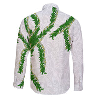 Hawaii Maile Lei Family Matching Mermaid Dress and Hawaiian Shirt Aloha White Color