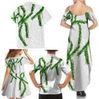 Hawaii Maile Lei Family Matching Summer Maxi Dress and Hawaiian Shirt Aloha White Color LT03 - Polynesian Pride