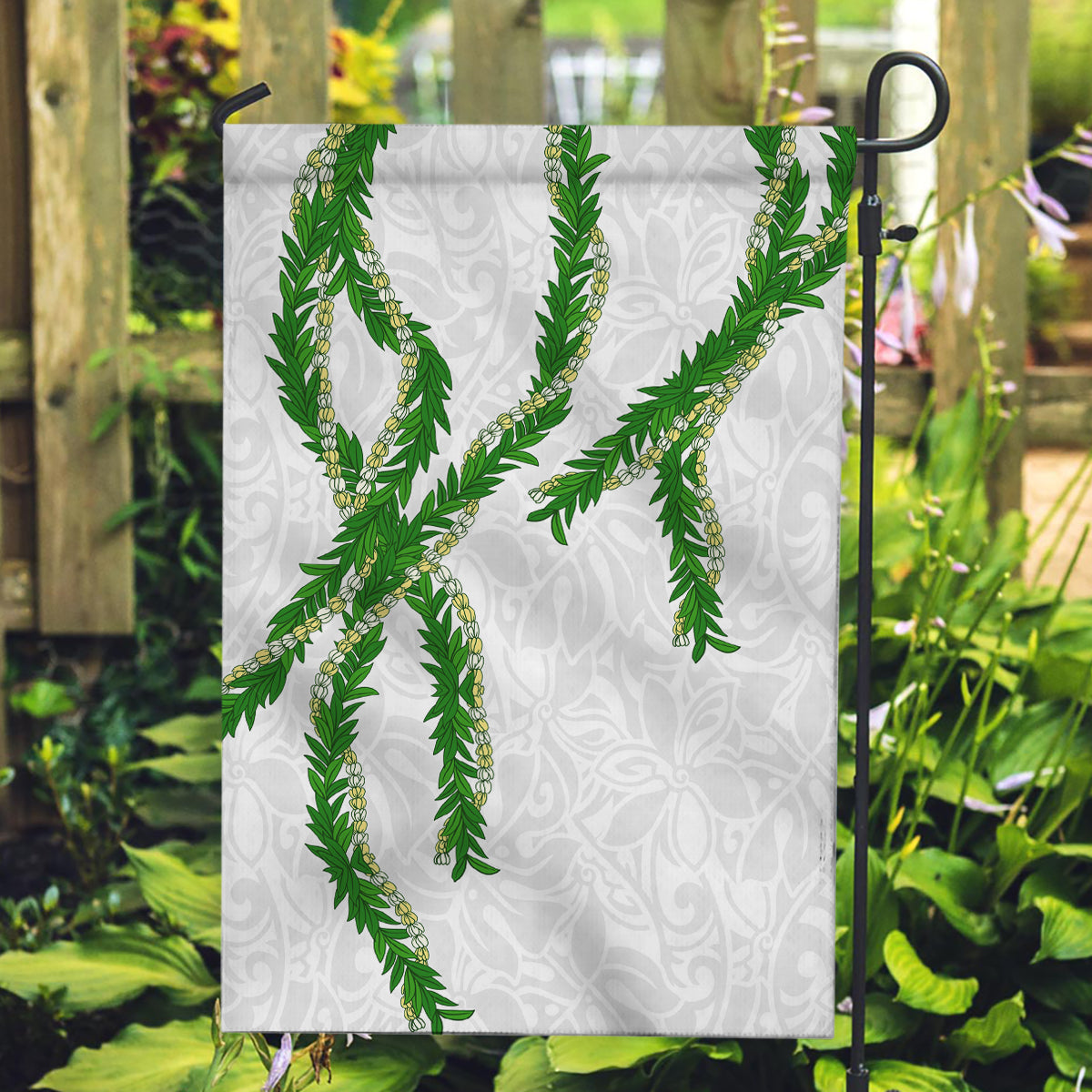 Hawaii Maile Lei Garden Flag Aloha White Color LT03 Garden Flag White - Polynesian Pride